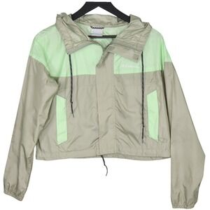 Columbia Womens Size XS Green Windbreaker Jacket Hooded Lightweight Colorblock